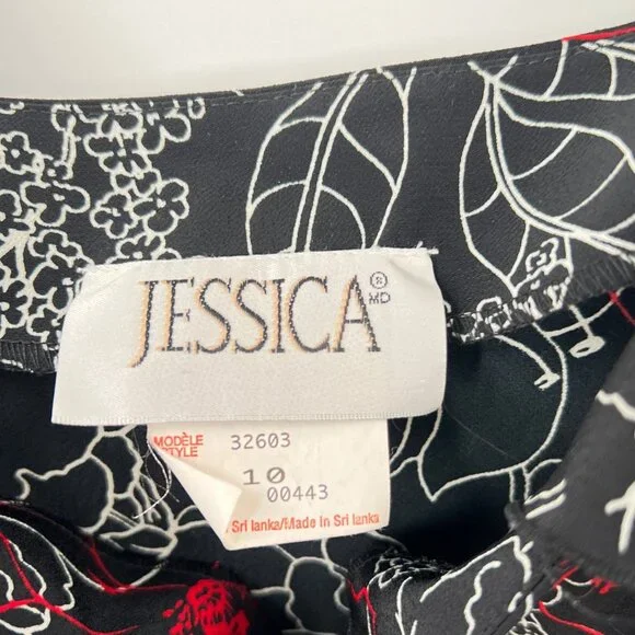 Vintage Jessica Floral Asymmetrical Ruffle Midi Dress - Picture 4 of 5